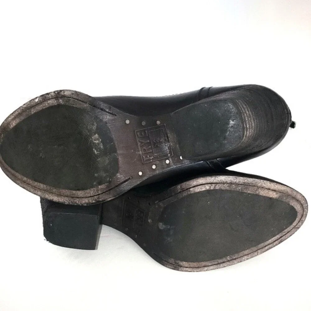 Frye Black Leather & Suede Tessa Zip Short Ankle Boot Bootie 6.5